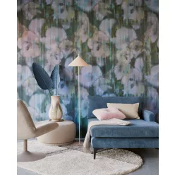   Eijffinger Canvas vlies anyagú szürke, lila, türkiz, fémes színű virágos modern poszter