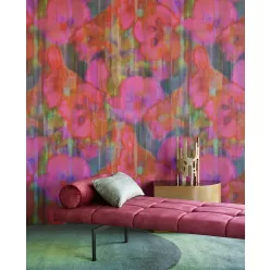   Eijffinger Canvas vlies anyagú pink, zöld, sárga, fémes színű virágos modern poszter