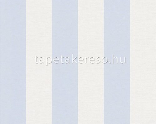 AS Creation Maison Charme vlies, vinyl anyagú fehér, kék színű csíkos, textilhatású romantikus tapéta