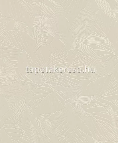 Rasch Deco Style vlies, habos anyagú beige, gyöngyház színű leveles modern tapéta