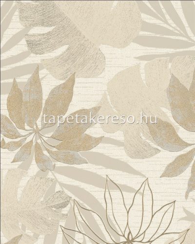 Marburg Avalon vlies, vinyl anyagú beige, arany, gyöngyház színű leveles modern tapéta