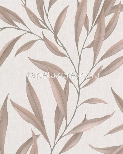 Marburg Modernista vlies, vinyl anyagú beige, mályva színű leveles modern tapéta