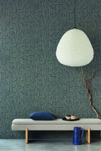 Eijffinger Embrace vlies anyagú kék, keki színű pöttyös, geometriai modern tapéta