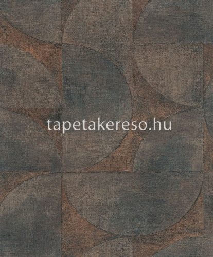 Marburg Vintage Deluxe vlies, vinyl anyagú barna, rozsdabarna, türkiz színű geometriai indusztriális tapéta