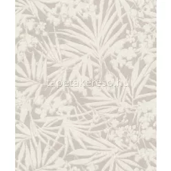   Rasch Paraiso vlies, vinyl anyagú fehér, szürke színű virágos, leveles, textilhatású modern tapéta