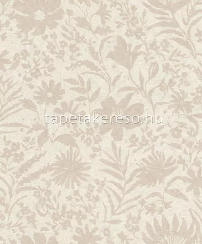 Rasch Paraiso vlies, vinyl anyagú beige, barna színű virágos, leveles, textilhatású modern tapéta