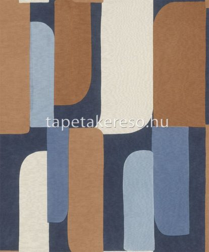 Rasch Paraiso vlies, vinyl anyagú kék, beige, barna színű geometriai, textilhatású modern tapéta