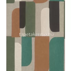   Rasch Paraiso vlies, vinyl anyagú zöld, barna, beige, fekete színű geometriai, textilhatású modern tapéta