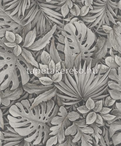 Marburg Botanica vlies, vinyl anyagú fekete, barna, fehér színű 3d, leveles modern, natural tapéta