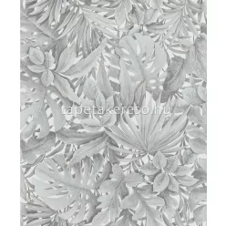   Marburg Botanica vlies, vinyl anyagú türkiz, szürke, fehér színű 3d, leveles modern, natural tapéta