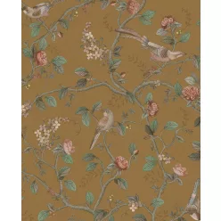   Eijffinger PipStudio 6 vlies anyagú barna, zöld színű ágas, madaras, virágos romantikus tapéta