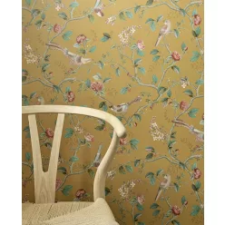   Eijffinger PipStudio 6 vlies anyagú barna, zöld színű ágas, madaras, virágos romantikus tapéta