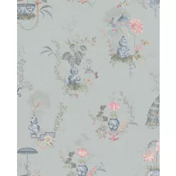   Eijffinger PipStudio 6 vinyl, vlies anyagú kék, zöld, sárga, rózsaszín színű kínai motívumos, madaras, virágos romantikus tapéta