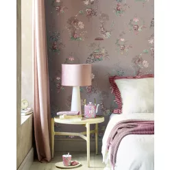   Eijffinger PipStudio 6 vinyl, vlies anyagú mályva, zöld, türkiz, rózsaszín színű kínai motívumos, madaras, virágos romantikus tapéta