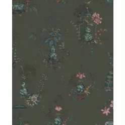   Eijffinger PipStudio 6 vinyl, vlies anyagú zöld, mályva, barna, kék színű kínai motívumos, madaras, virágos romantikus tapéta