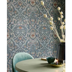   Eijffinger PipStudio 6 vinyl, vlies anyagú kék, barna színű etno, virágos romantikus tapéta