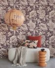 Eijffinger Emerald vinyl, vlies anyagú bordó, beige színű virágos, textilhatású modern, natural tapéta