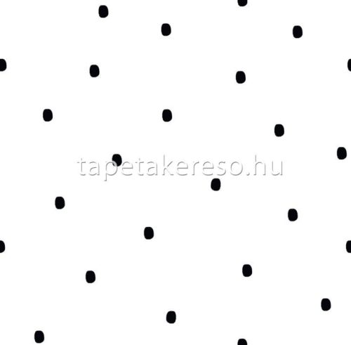 ICH Oh LaLa papír anyagú fehér, fekete színű pöttyös gyerek tapéta