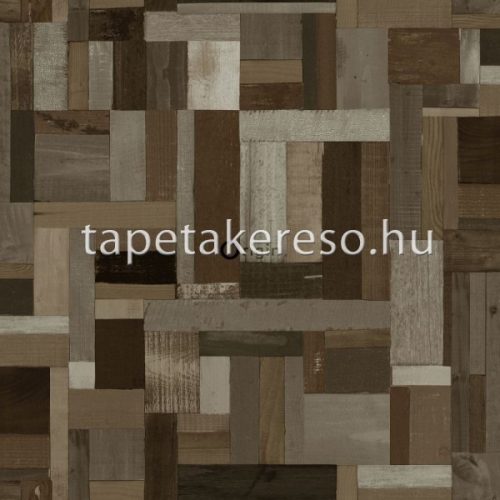 Origin Matières - Wood vlies anyagú barna színű kockás, famintás modern tapéta