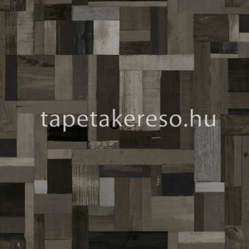 Origin Matières - Wood vlies anyagú szürke színű kockás, famintás modern tapéta
