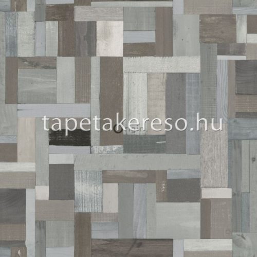Origin Matières - Wood vlies anyagú szürke színű kockás, famintás modern tapéta