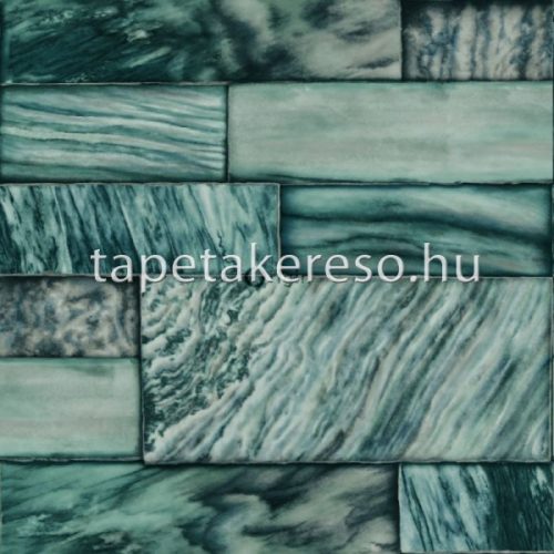 Origin Matières - Stone vlies anyagú türkiz, szürke színű márványos, geometriai modern tapéta