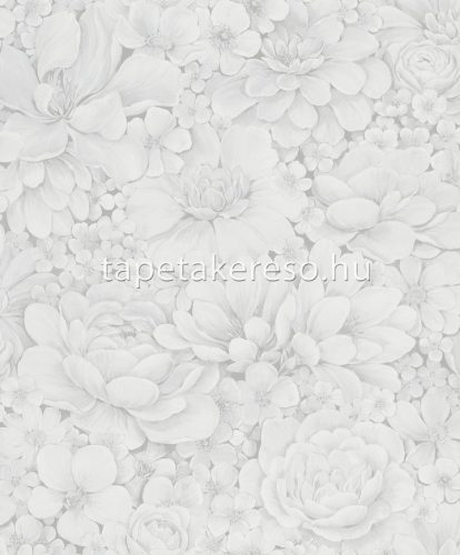 Marburg Botanica vlies, vinyl anyagú fehér, szürke színű virágos, 3d modern, natural tapéta