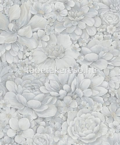 Marburg Botanica vlies, vinyl anyagú szürke, kék, fehér színű virágos, 3d modern, natural tapéta