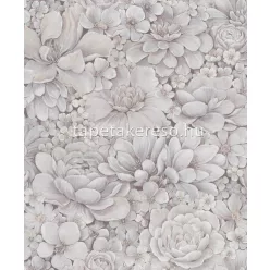   Marburg Botanica vlies, vinyl anyagú mályva, fehér színű virágos, 3d modern, natural tapéta