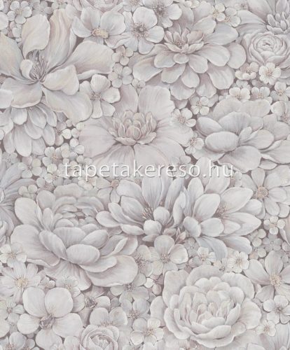 Marburg Botanica vlies, vinyl anyagú mályva, fehér színű virágos, 3d modern, natural tapéta