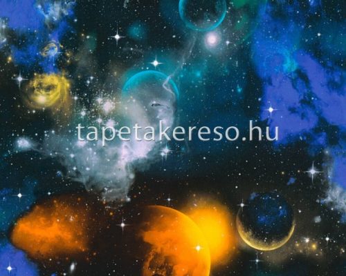 AS Creation Boys & Girls 6 papír anyagú fekete, kék, narancssárga, türkiz színű bolygós gyerek tapéta