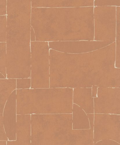 Marburg Terra vlies anyagú, terrakotta, vajszínű, gyöngyház színű, foltos, vonalas, Modern tapéta