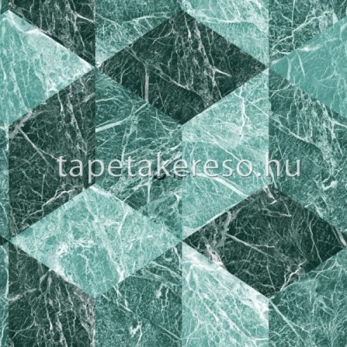 Origin Matières - Stone vlies anyagú türkiz színű márványos, geometriai modern tapéta