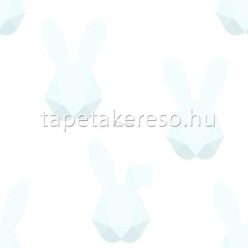   Origin Hide and Seek vlies anyagú fehér, türkiz színű állatos, geometriai gyermek tapéta