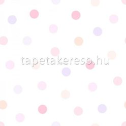   Origin Hide and Seek vlies anyagú rózsaszín, lila, barack színű pöttyös gyermek tapéta