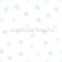   Origin Hide and Seek vlies anyagú fehér, türkiz, kék, rózsaszín színű pöttyös gyermek tapéta