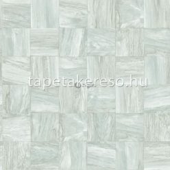   Origin Matières - Wood vlies anyagú türkiz, szürke színű kockás, famintás modern tapéta