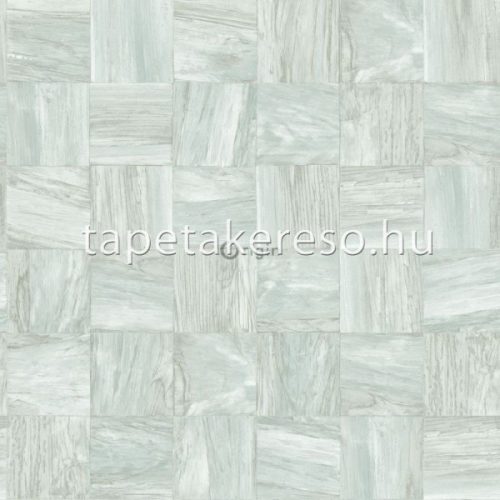 Origin Matières - Wood vlies anyagú türkiz, szürke színű kockás, famintás modern tapéta