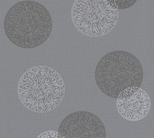 AS Creation Casual Living vlies, habos anyagú szürke színű körös modern tapéta