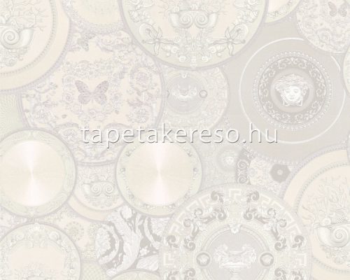 AS Creation Versace 3 vlies, vinyl anyagú fehér, szürke színű körös modern tapéta