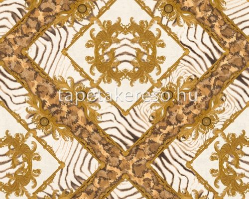 AS Creation Versace 3 vlies, vinyl anyagú fehér, arany színű kockás modern tapéta