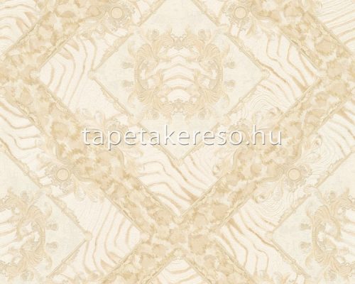 AS Creation Versace 3 vlies, vinyl anyagú beige, fehér színű kockás modern tapéta