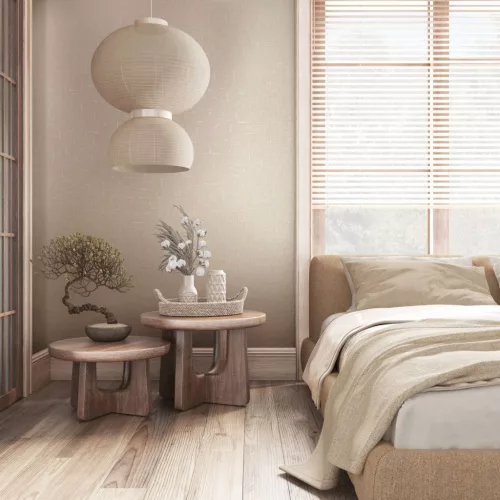 Marburg City Romance vlies, vinyl anyagú beige, ezüst színű textilhatású, vonalas Modern tapéta
