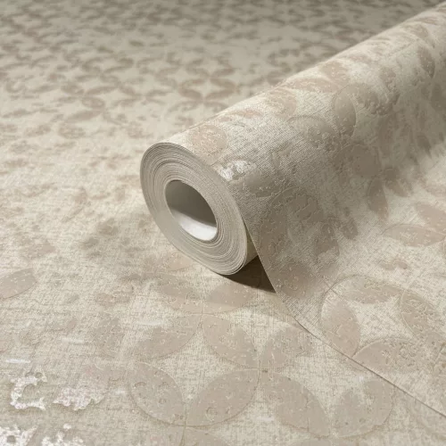 Marburg City Romance vlies, vinyl anyagú beige, gyöngyház színű koptatott, geometriai Modern tapéta