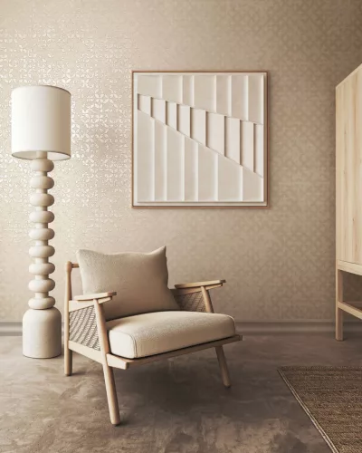 Marburg City Romance vlies, vinyl anyagú beige, gyöngyház színű koptatott, geometriai Modern tapéta