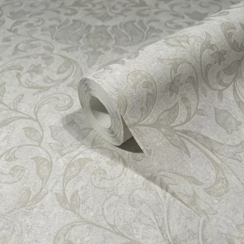 Marburg City Romance vlies, vinyl anyagú beige, szürke színű indamintás, virágos Klasszikus tapéta
