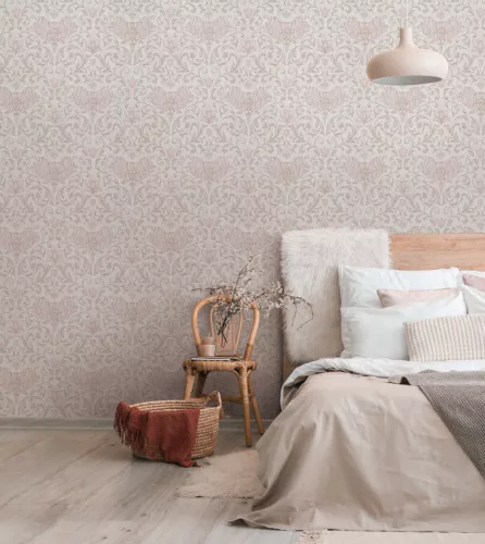 Marburg City Romance vlies, vinyl anyagú beige, rózsaszín színű indamintás, virágos Klasszikus tapéta