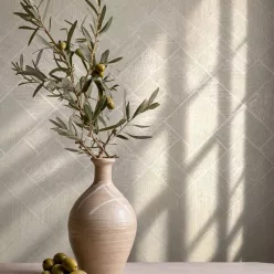   Marburg Ritus vinyl, vlies anyagú, szürke, törtfehér, beige színű, vonalas, geometriai, fémes, Modern tapéta