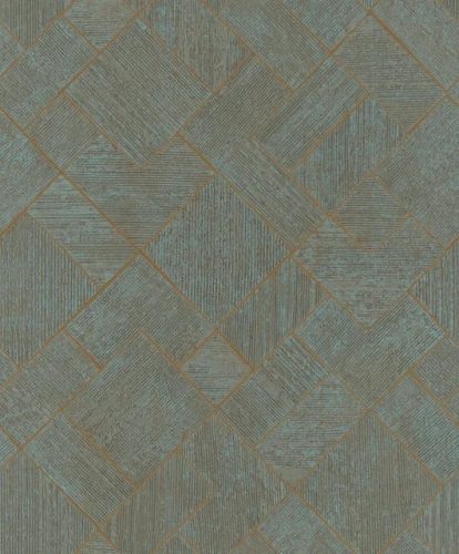 Marburg Ritus vinyl, vlies anyagú, türkiz, barna, bronz színű, vonalas, geometriai, fémes, Modern tapéta