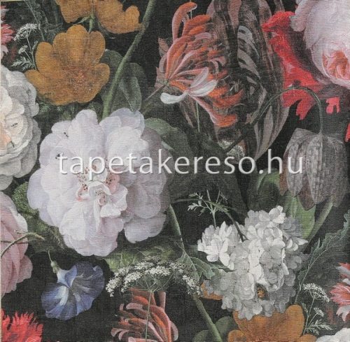Eijffinger Masterpiece vlies anyagú fekete, rózsaszín, piros, kék, barna színű virágos modern tapéta